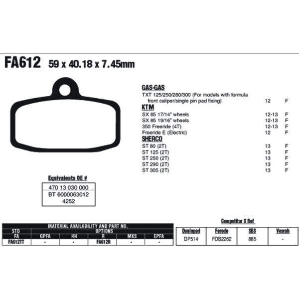 EBC EBC Brake Pads FA612TT